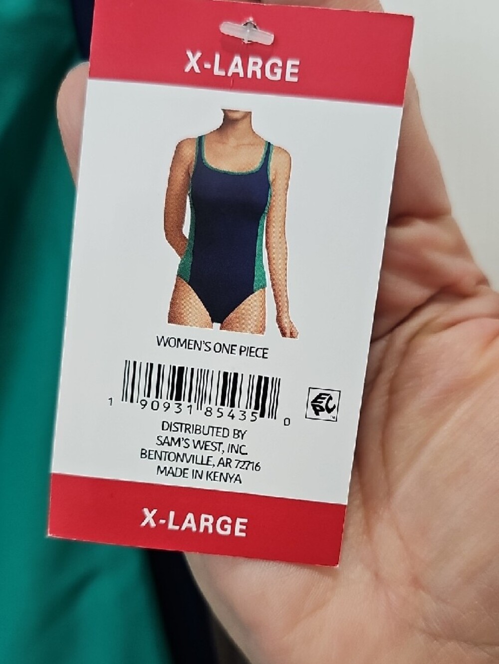 Lands' End Classic Navy One-Piece Swimsuit with Teal Side Panels - Picture 2 of 5